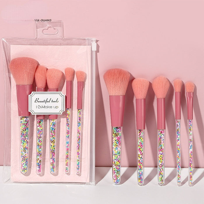 Wholesale Fiber Plastic Candy Makeup Brush Beauty Tool Set MOQ≥3 JDC-MB-YueG001