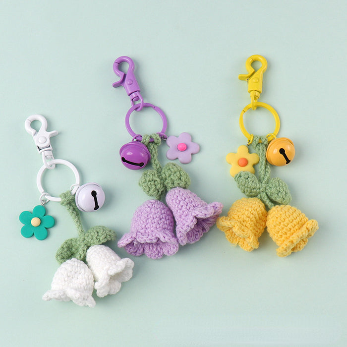 Wholesale bluebell wool knitted flower keychain JDC-KC-CYa007