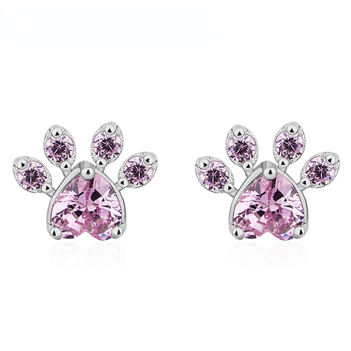 Wholesale Dog's Paw Zircon Copper Earrings JDC-ES-JJH001