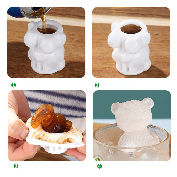 Wholesale Bear Ice Cube Mold TPR Silicone Ice Tray MOQ≥2 JDC-IT-JMao001