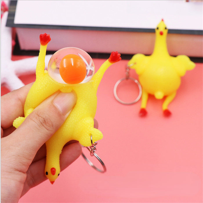 Wholesale cartoon egg laying chicken keychain pendant to decompress and vent JDC-KC-RJ002