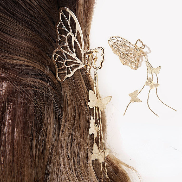 Wholesale metal butterfly chain hair clip female MOQ≥2 JDC-HC-RXGS007