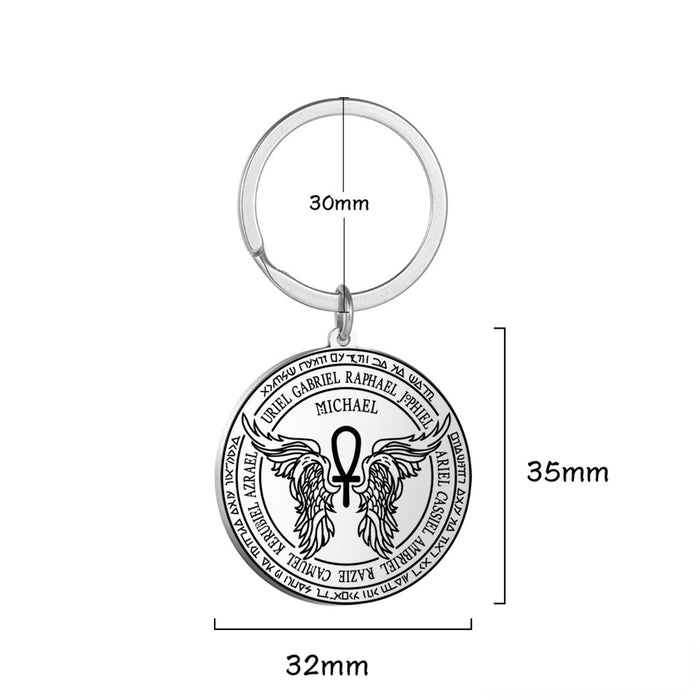 Wholesale Keychain Archangel Michael Rune Stainless Steel MOQ≥3 JDC-KC-GEXA001