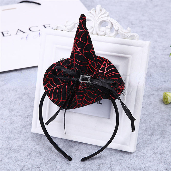 Wholesale Halloween Headband Pumpkin Party Witch Hat Decorations Cobweb Witch Hat Hair Accessories MOQ≥2 JDC-HD-ShengX002