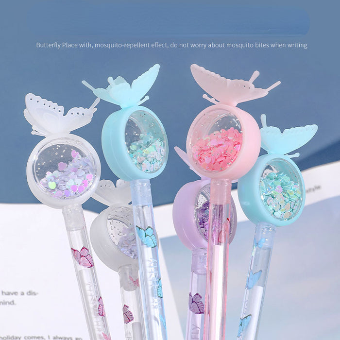 Wholesale Sequin Butterfly Repellent Plastic Ballpoint Pen JDC-BP-Gangs004