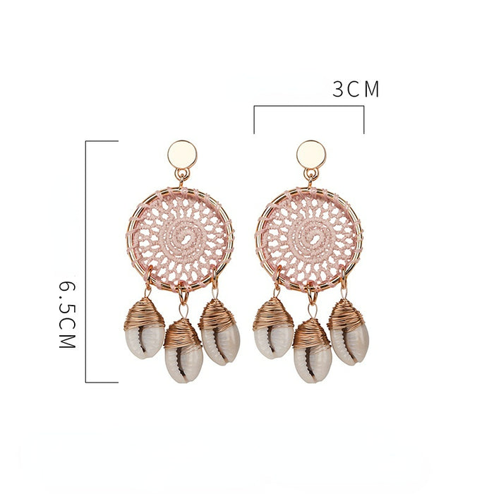 Wholesale Stainless Steel Ear Pin Alloy Shell Cotton Thread Earrings JDC-ES-JM011