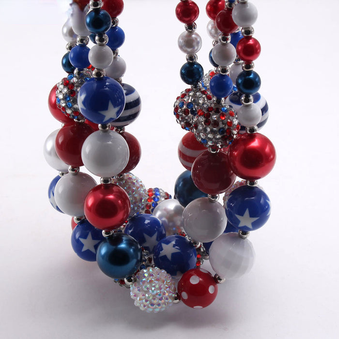 Wholesale 4th of July Independence Day American National Day Children's Beading Necklace JDC-NE-nijia006