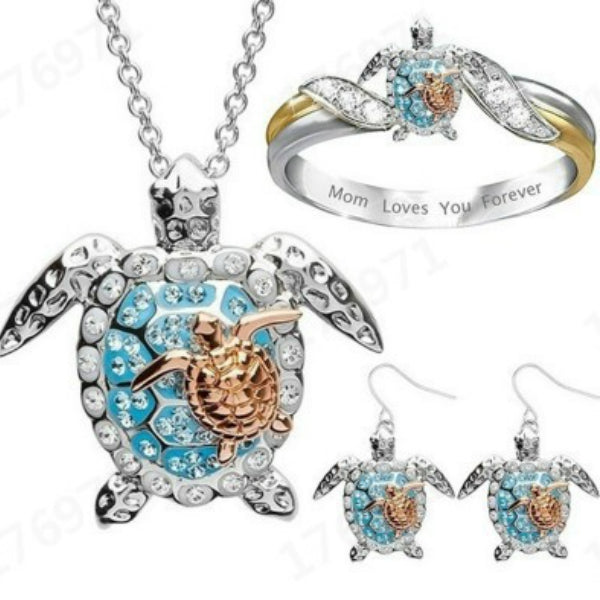 Jewelry WholesaleWholesale Turtle Alloy Diamond Earrings Ring Necklace Set MOQ≥2 JDC-ES-Zhenlin001 Earrings 震霖 %variant_option1% %variant_option2% %variant_option3%  Factory Price JoyasDeChina Joyas De China