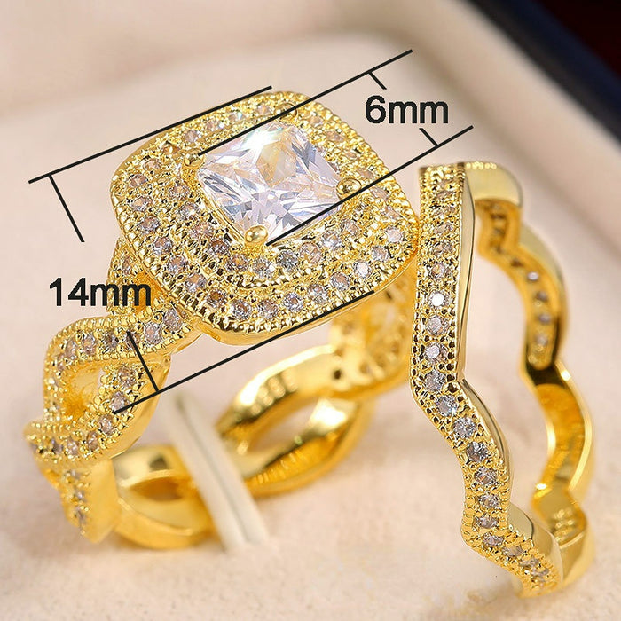 Wholesale Zircon Copper Couple Rings MOQ≥2 JDC-RS-CaoS041