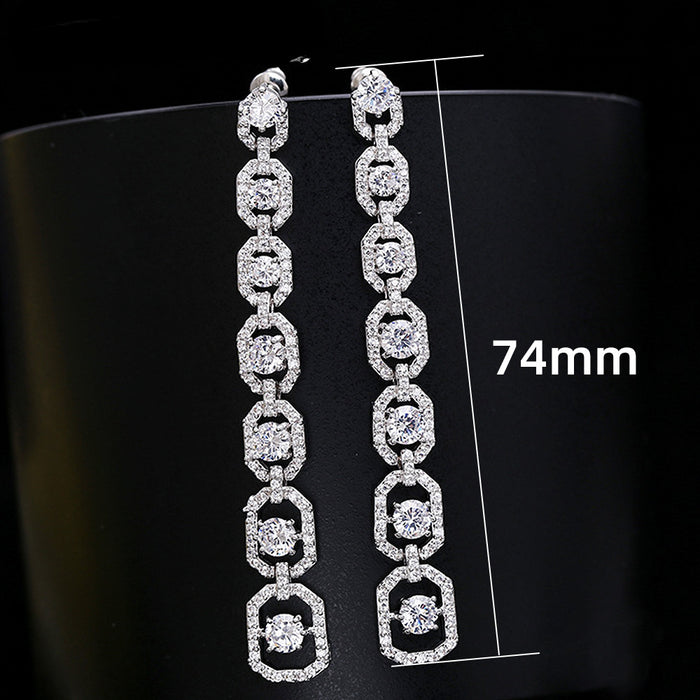 Wholesale Earrings Copper Zircon Tassels Dress Party MOQ≥2 JDC-PREMCAOS-ES-020