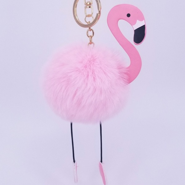 Jewelry WholesaleWholesale imitation Rex rabbit hair Flamingo key chain MOQ ≥ 10 JDC-KC-YZ006 Keychains 永泽 %variant_option1% %variant_option2% %variant_option3%  Factory Price JoyasDeChina Joyas De China