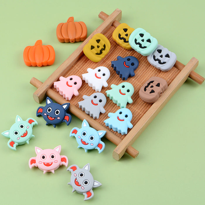 Wholesale DIY Maternity Supplies Silicone Beads Halloween Pumpkin Loose Beads DIY Teeth MOQ≥2 JDC-DIY-YueX001