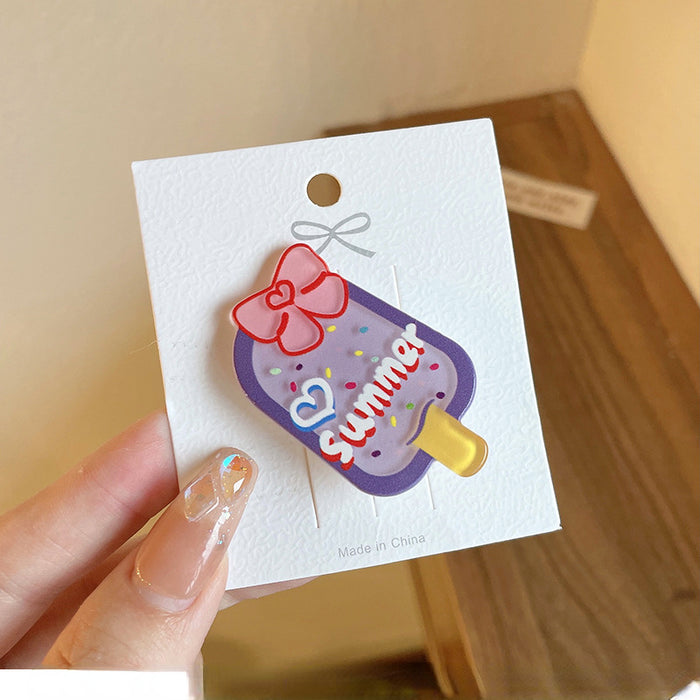 Wholesale hairpin clip acrylic ice cream childlike cartoon MOQ≥2 JDC-HC-WangFeng002