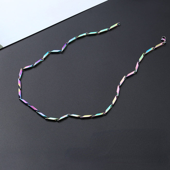 Jewelry WholesaleWholesale colorful vacuum -plated melon seed chain stainless steel necklace MOQ≥5 JDC-NE-pengshi001 Necklaces 鹏仕 %variant_option1% %variant_option2% %variant_option3%  Factory Price JoyasDeChina Joyas De China