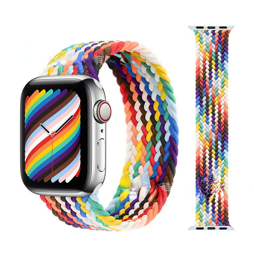 Jewelry WholesaleWholesale Stretch Woven Nylon Canvas Rainbow Apple Watch Strap MOQ≥10 JDC-WH-MKG002 Watch Band 摩酷歌 %variant_option1% %variant_option2% %variant_option3%  Factory Price JoyasDeChina Joyas De China