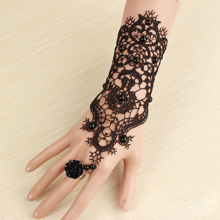 Wholesale Pearl Lace Flower Bracelet Rings MOQ≥2 JDC-RS-FengY002