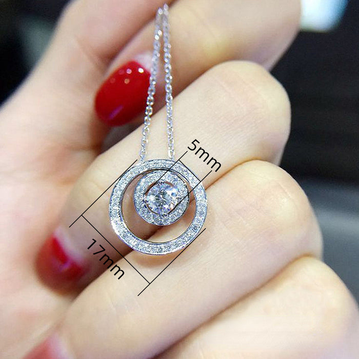 Wholesale Necklace Copper Zircon Double Round MOQ≥2 JDC-PREMCAOS-NE-006