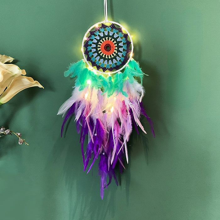 Jewelry WholesaleWholesale Color Feather Iron Hoop Leather Rope Woven Dreamcatcher JDC-DC-MGu026 Dreamcatcher 梦罟 %variant_option1% %variant_option2% %variant_option3%  Factory Price JoyasDeChina Joyas De China