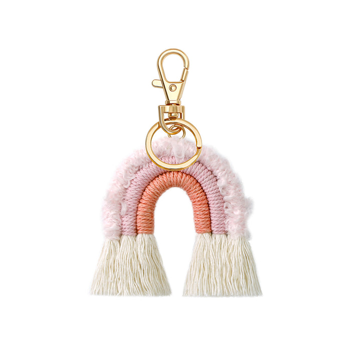 Wholesale Keychain Rope Plush Tassel Rainbow Pendant MOQ≥2 JDC-KC-JM051