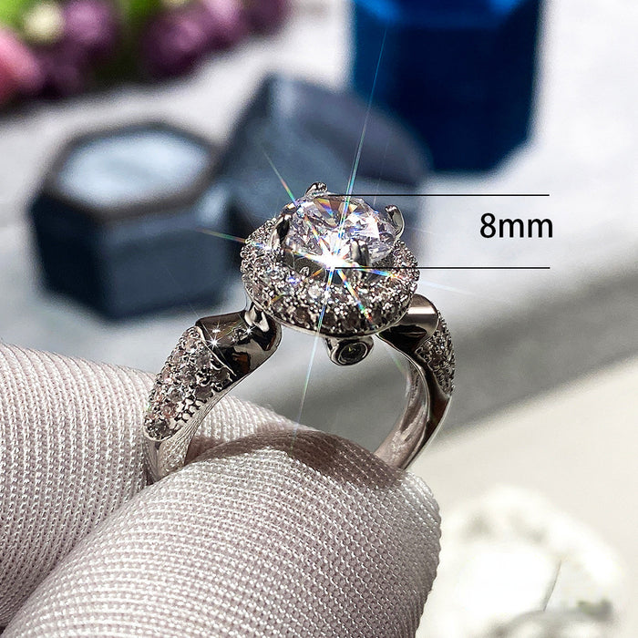 Wholesale Ring Copper Zircon Flash Diamond Round MOQ≥2 JDC-PREMCAOS-RS-017