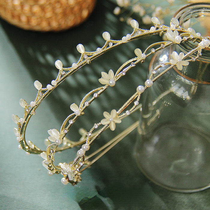 Wholesale Headband Rhinestone Imitation Pearl Opal Alloy JDC-HD-FSE002