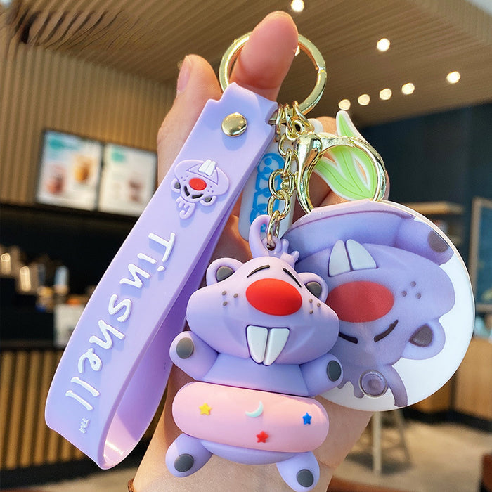 Wholesale Keychain PVC Cartoon Cute Swimming Ring Hamster MOQ≥2 JDC-KC-MSi025