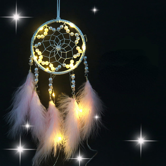 Wholesale Dream Catcher Feather Romantic White Dream Catcher With LED Light JDC-DC-JY014