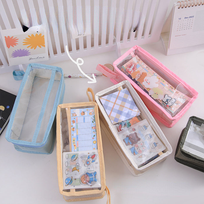 Wholesale PVC large capacity transparent pencil case MOQ≥2 JDC-PC-chsh001