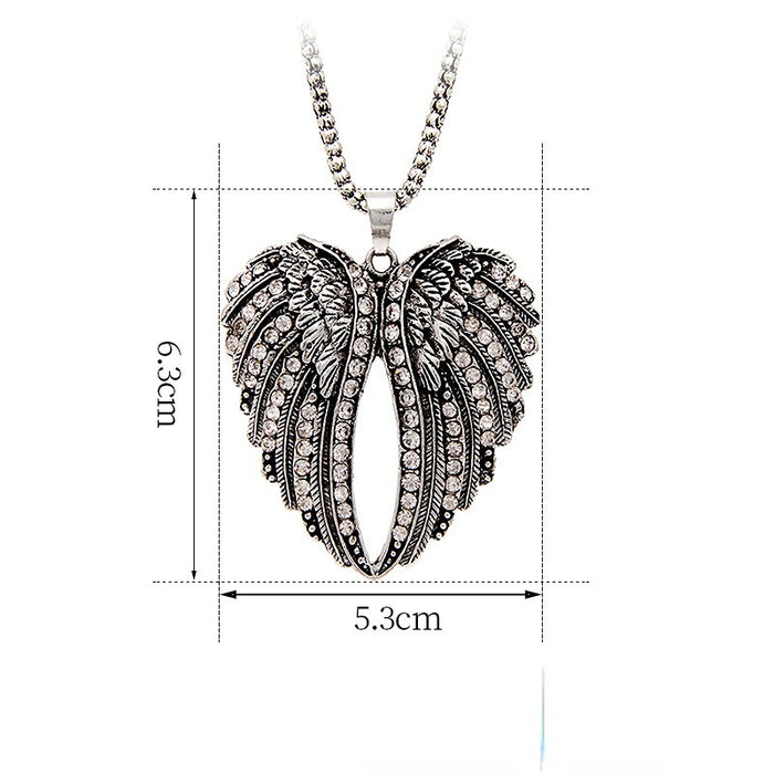 Wholesale Alloy Diamond Heart Wings Necklace MOQ≥3 JDC-NE-YouH014