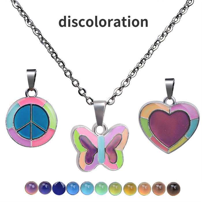 Wholesale Fluorescent Luminous Butterfly Pendant Warm Mood Color Changing Necklace JDC-NE-LanAng003