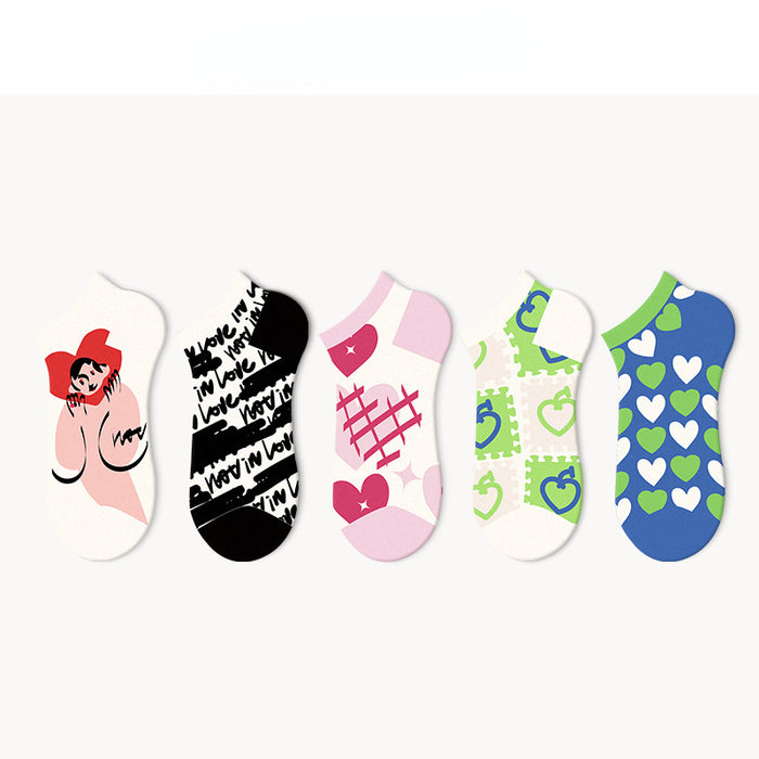 Wholesale deer rice cartoon socks women's socks summer shallow mouth MOQ≥5 JDC-SK-JXuan001