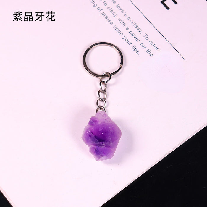 Jewelry WholesaleWholesale Natural Stone Crystal Raw Stone Polished Keychain JDC-KC-RunY001 Keychains 润阳 %variant_option1% %variant_option2% %variant_option3%  Factory Price JoyasDeChina Joyas De China