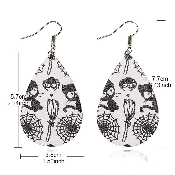 Wholesale Skull Witch Leather Earrings MOQ≥2 JDC-ES-Zhongn013