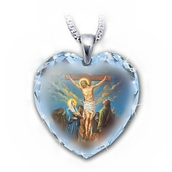 Jewelry WholesaleWholesale Crystal Jesus Cross Glass Alloy Necklace MOQ≥2 JDC-NE-ZiB020 Necklaces 资比 %variant_option1% %variant_option2% %variant_option3%  Factory Price JoyasDeChina Joyas De China