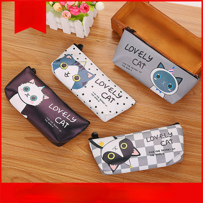 Wholesale pencil case PU cat storage cartoon MOQ≥2 JDC-PC-Jiachu001