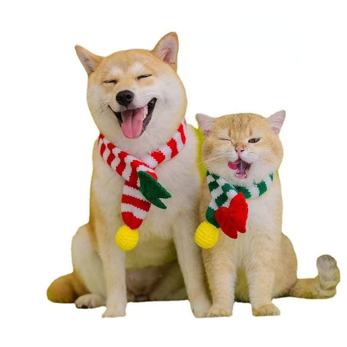 Wholesale Pet Dog Cat Christmas Scarf Yarn Bow Scarf JDC-PC-Tengy004