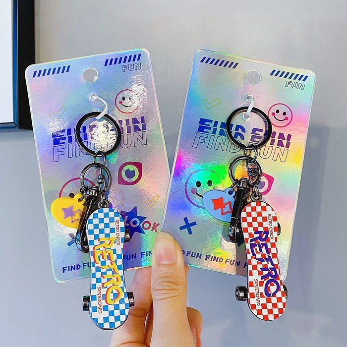 Jewelry WholesaleWholesale Checkerboard Skateboard Alloy Keychain Random One JDC-KC-JiaG001 Keychains 嘉果 %variant_option1% %variant_option2% %variant_option3%  Factory Price JoyasDeChina Joyas De China