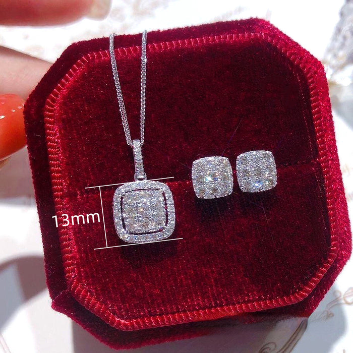 Wholesale Necklace Copper Zircon Square MOQ≥2 JDC-PREMCAOS-NE-001