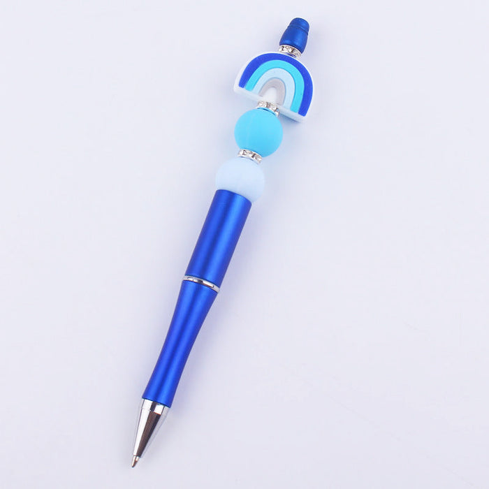 Wholesale Beadable Pens Rainbow Silicone Beads Plastic Ballpoint Pen JDC-BP-GuangTian002