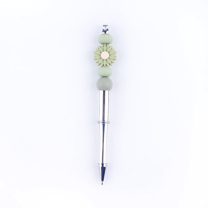 Wholesale Beadable Pens Handmade Daisy Silicone Beaded Ballpoint Pen JDC-BP-GuangTian003