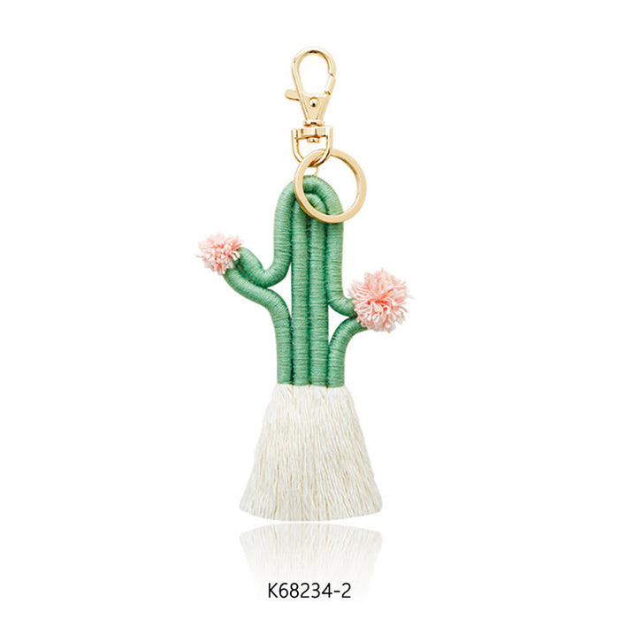 Wholesale hand woven Bohemian cactus keychain MOQ≥2 JDC-KC-JM008