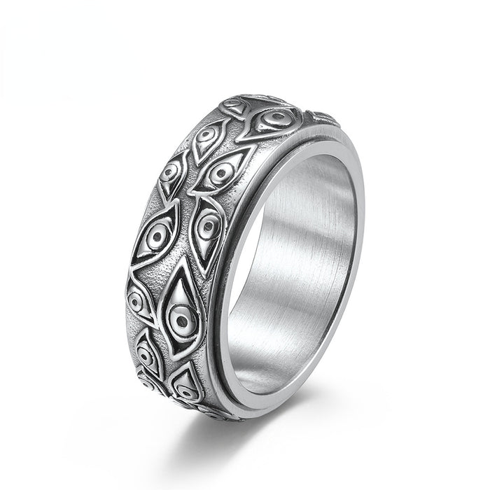 Wholesale Ring God's Eye Stainless Steel Rotatable Vintage Titanium Steel JDC-RS-PREMQIANF008