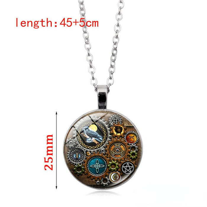 Jewelry WholesaleWholesale Gothic Witch Alloy Glass Piece Time Stone Necklace JDC-NE-Hengx001 Necklaces 横湘 %variant_option1% %variant_option2% %variant_option3%  Factory Price JoyasDeChina Joyas De China