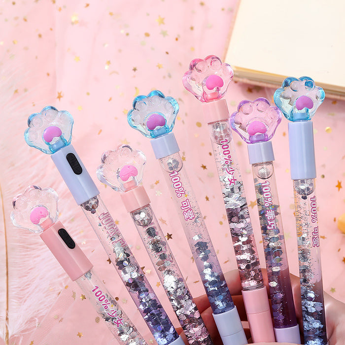 Wholesale Ballpoint Pen Plastic Cat's Claw Quicksand Light MOQ≥2 JDC-BP-QHJ001