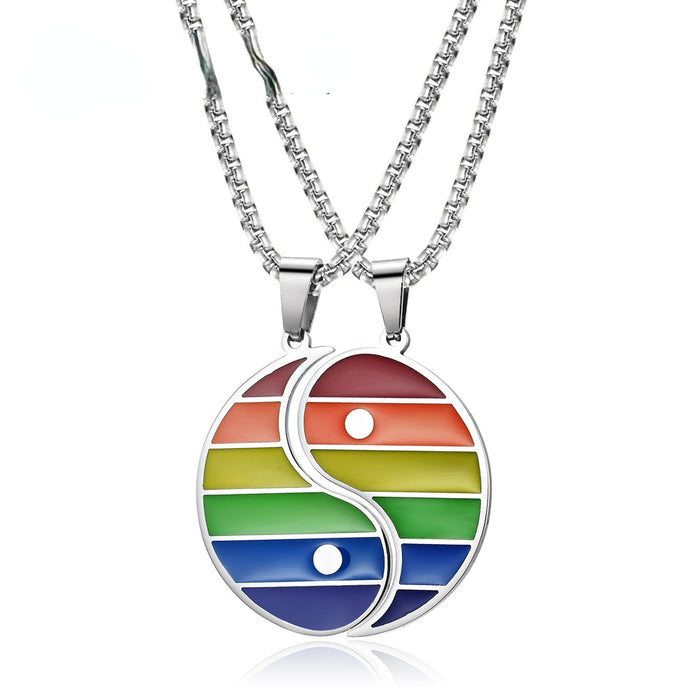 Wholesale Rainbow Flag Couple Necklace Gay Lala Gay Men and Women Unisex Pendant JDC-NE-Jianfeng001