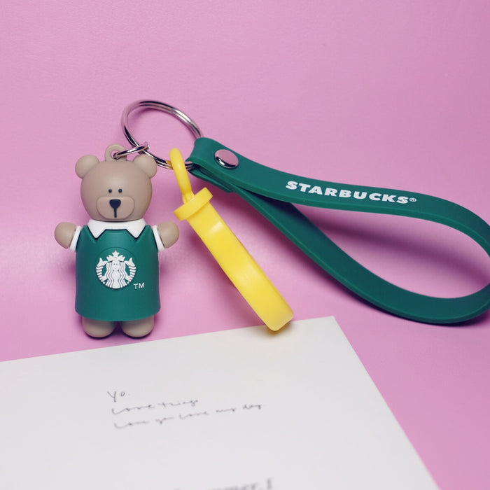 Wholesale Cartoon Coffee Bear Silicone Keychain MOQ≥2  (F) JDC-KC-ShuoK003