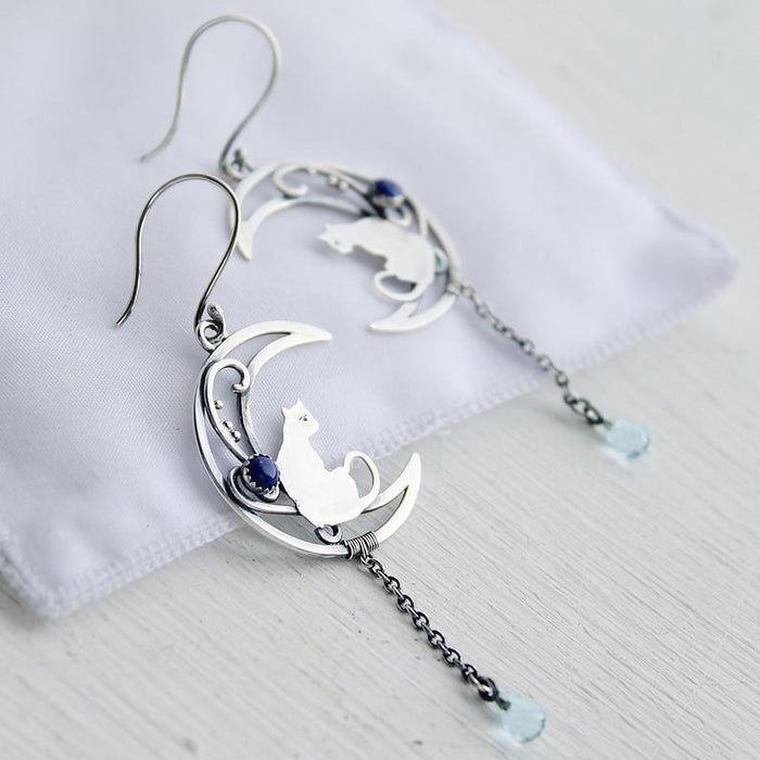 Wholesale Earrings Alloy Moon Kitten Chain MOQ≥2 JDC-ES-jugou010