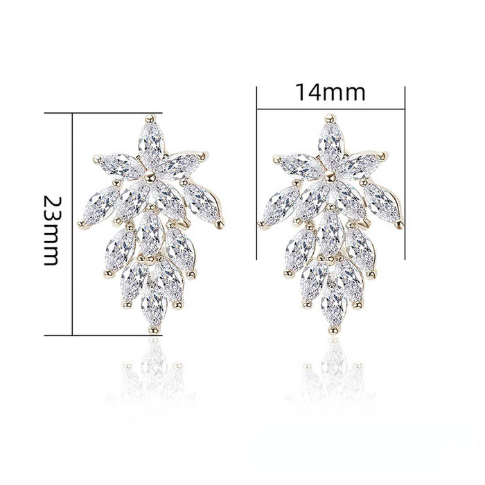 Wholesale Earrings Copper Zircon Creative Leaves MOQ≥2 JDC-PREMCAOS-ES-006