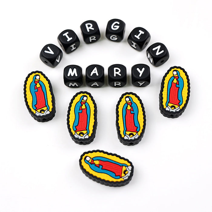 Wholesale 10PCS Virgin Mary Silicone Beads JDC-BDS-YueX010