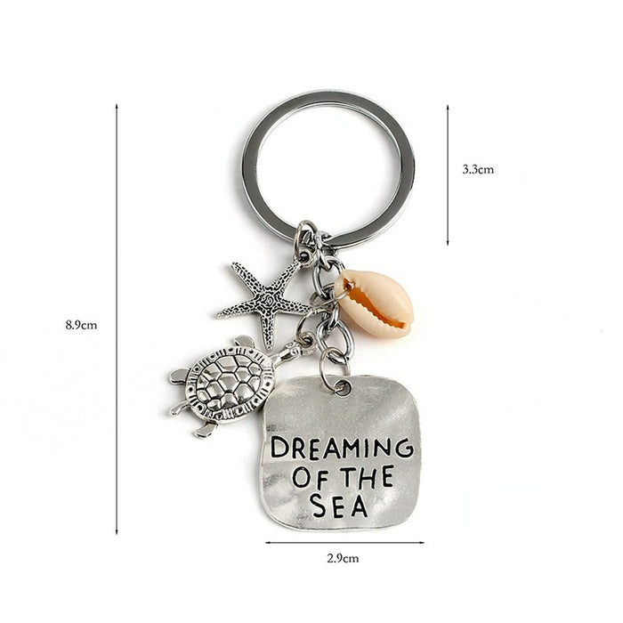 Wholesale Turtle Seashell Starfish Metal Keychain JDC-KC-XShi001